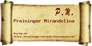 Preininger Mirandolina névjegykártya
